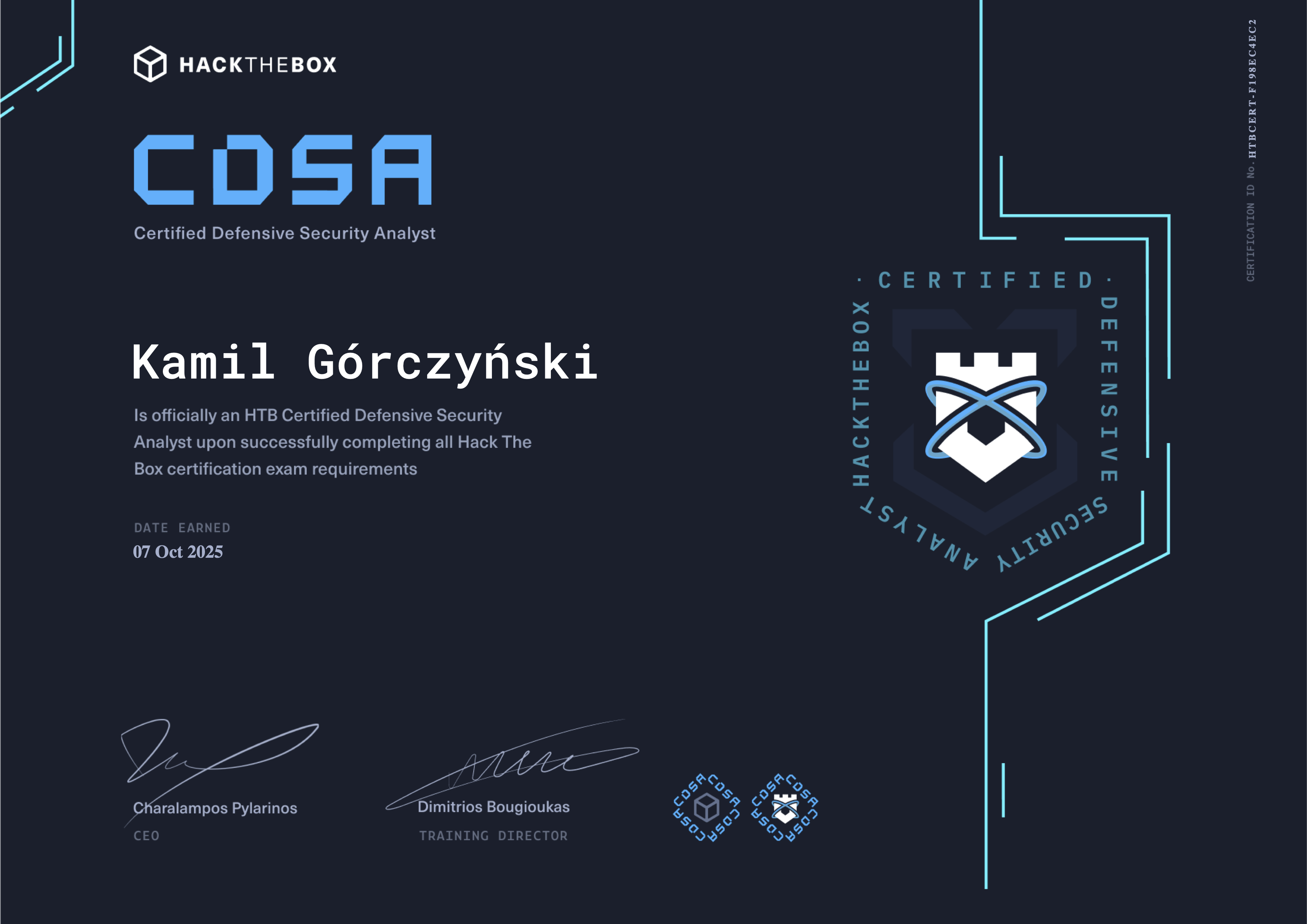 HTB CDSA Certificate